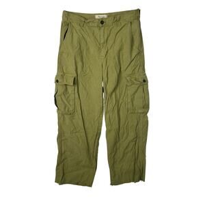 Madewell Garment Dyed Low Slung Straight Cargo Pants Cropped Frayed Raw Hem 27